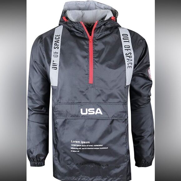 SCREENSHOT OUT OF SPACE (LOREM IPSUM) AMERICAN FLAG WINDBREAKER JACKET ADULT L - Picture 1 of 8